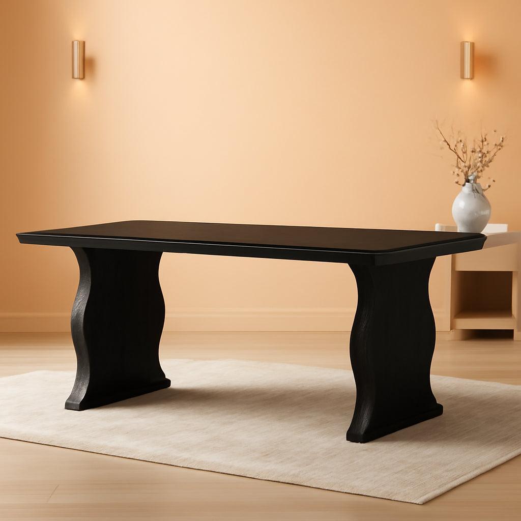 Black 63 Inch Rectangular Modern Dining Table For 4 To 6