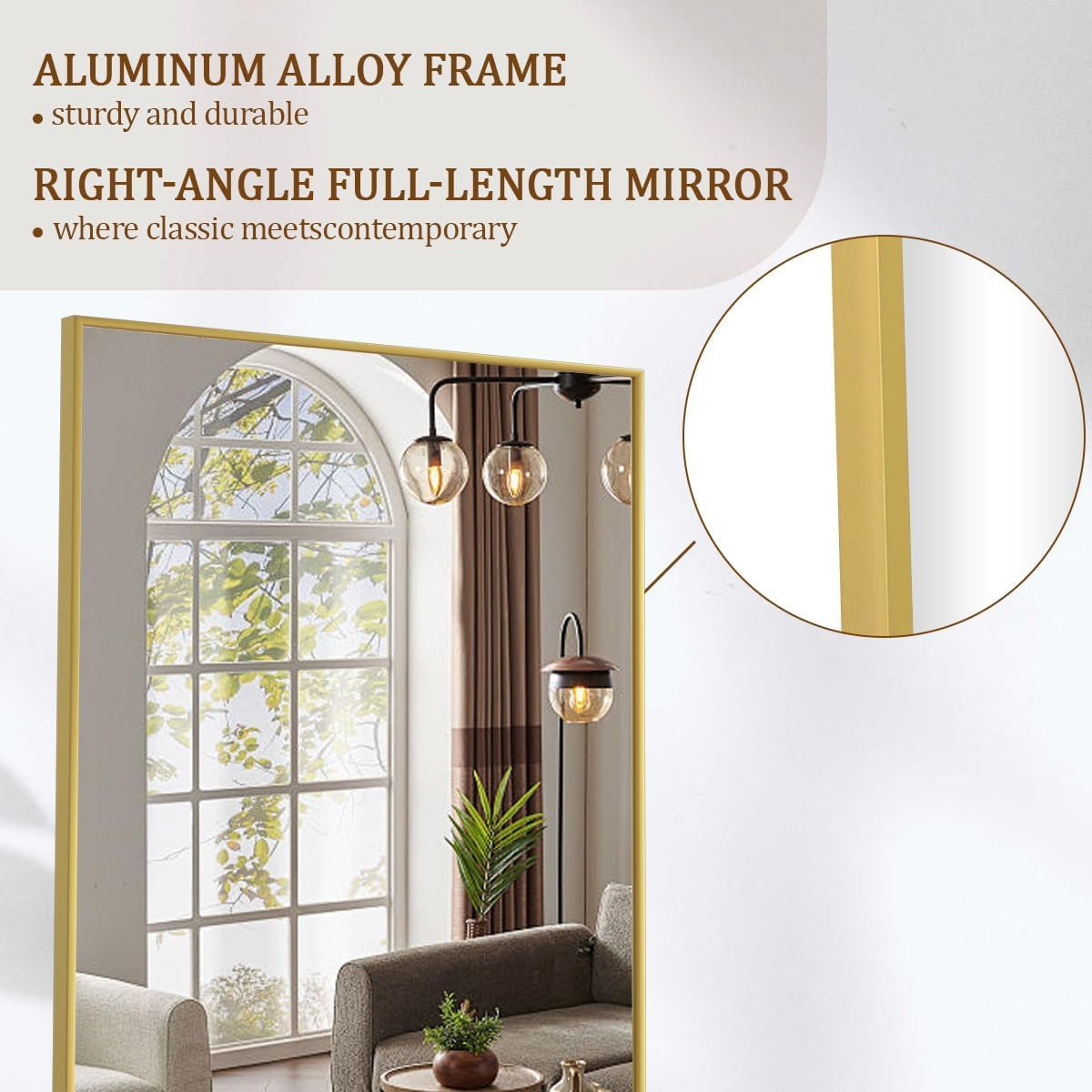 65 Inch Floor Mirror With Gold Frame