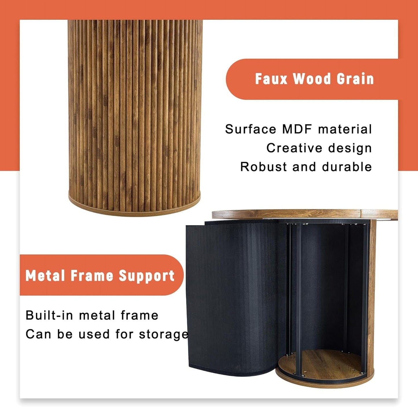 Round Dining Table Set For Four Engineered Wood Finish