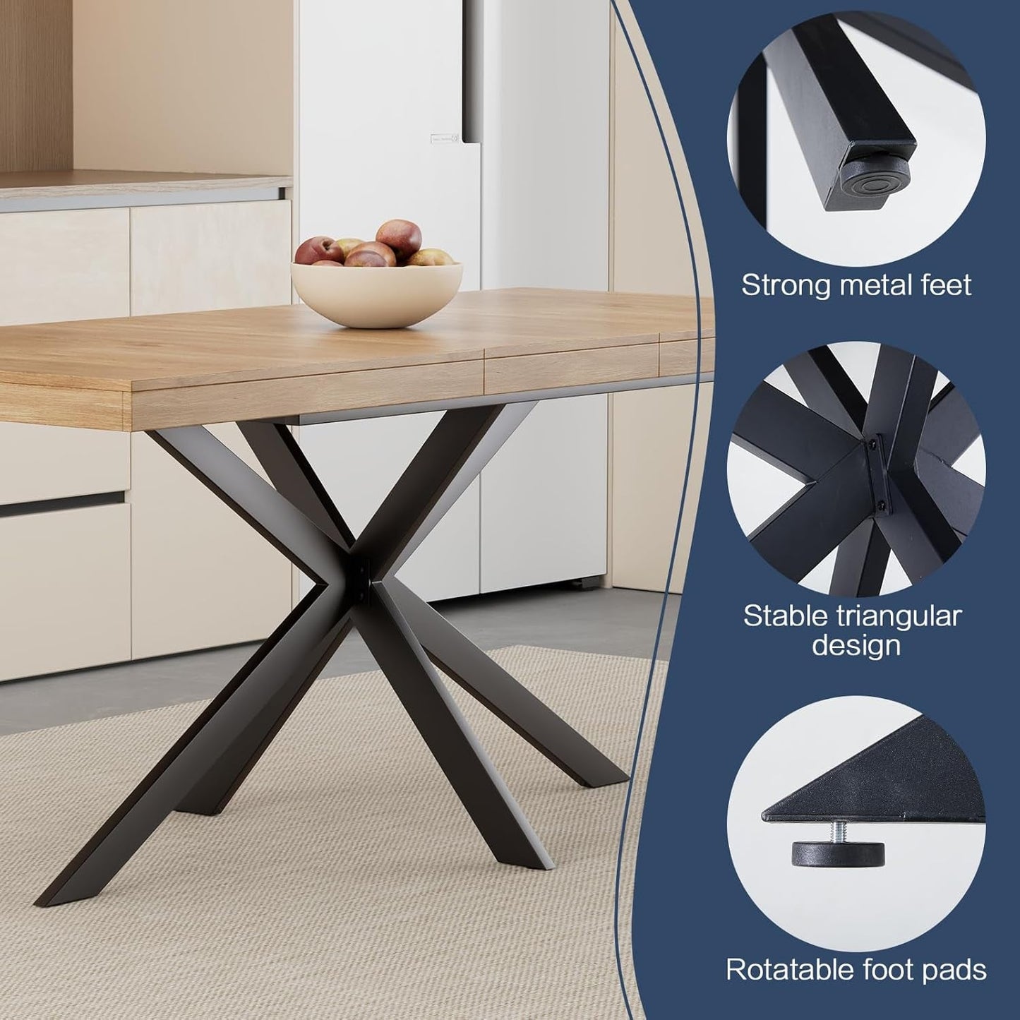 Extendable Wood Dining Table 55 To 70 With Removable Leaves