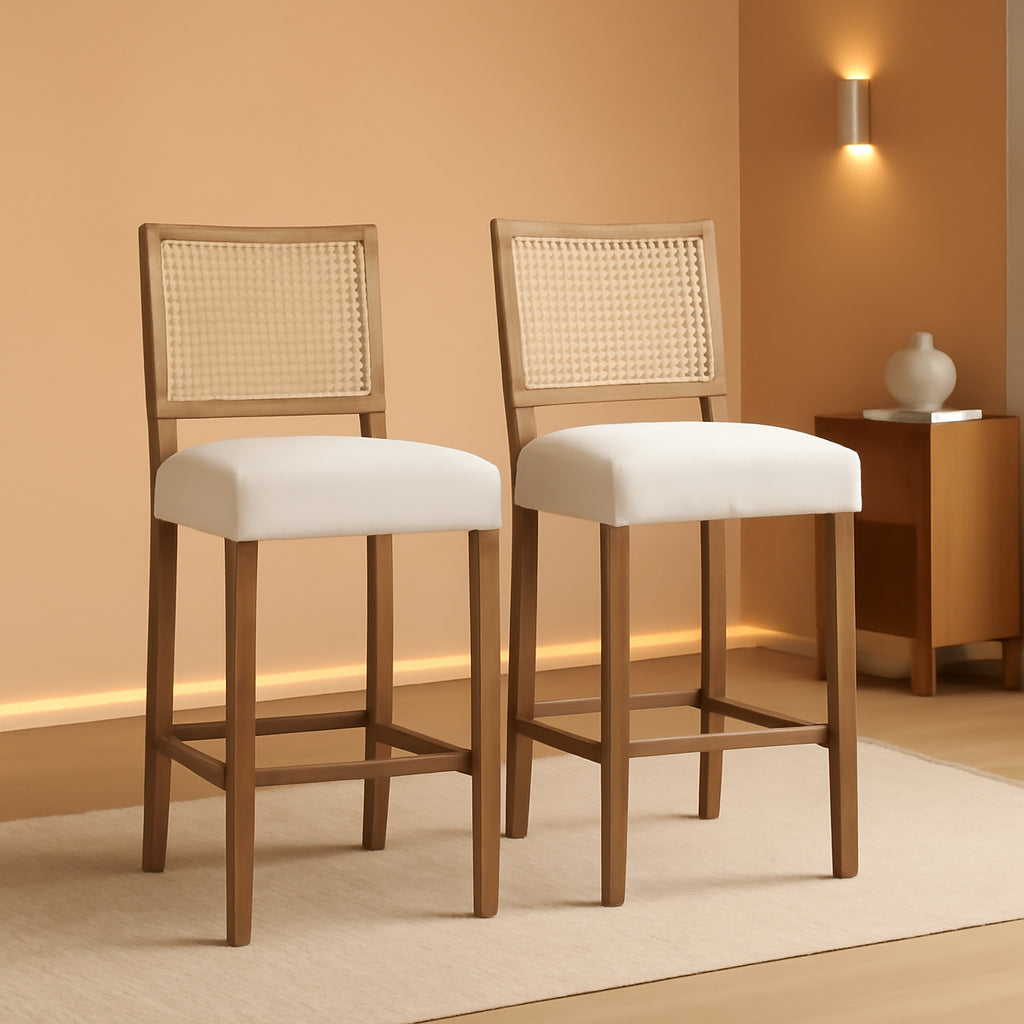 Counter Height Bar Stools Set 2 30 Inch Beige For Kitchen Island