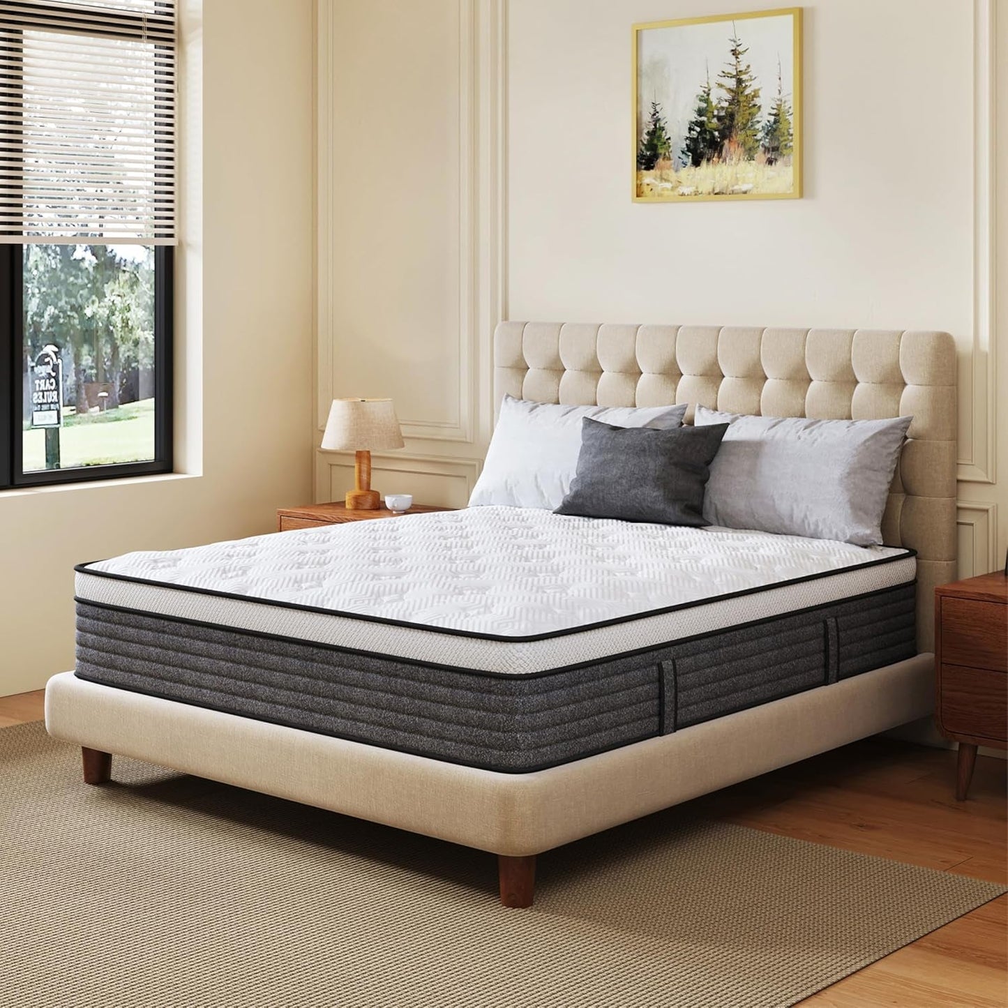 Queen Hybrid Mattress 12 Inch Fiberglass Free Memory Foam