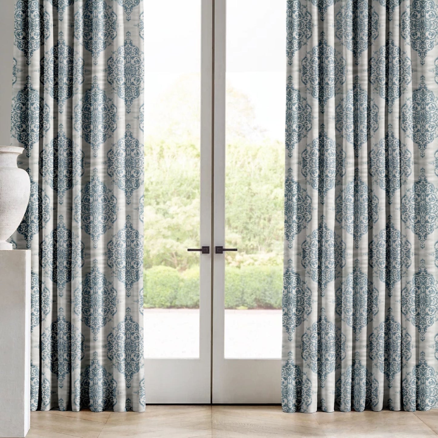 Luxury Damask Silk Jacquard Curtains | Blackout & Light Filtering Lined Drapes | Standard & Made to Measure