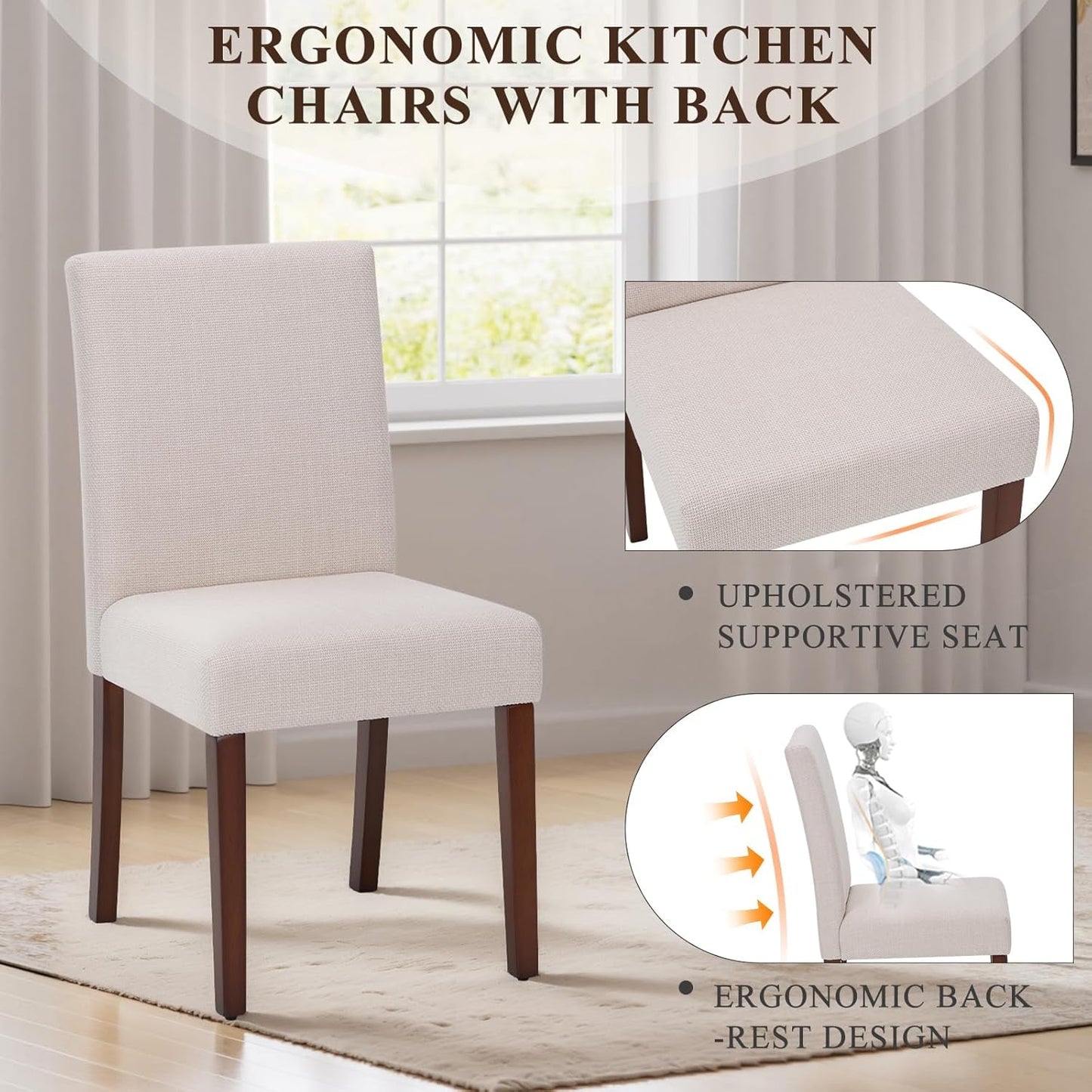 Beige Upholstered Parsons Dining Chairs Collection