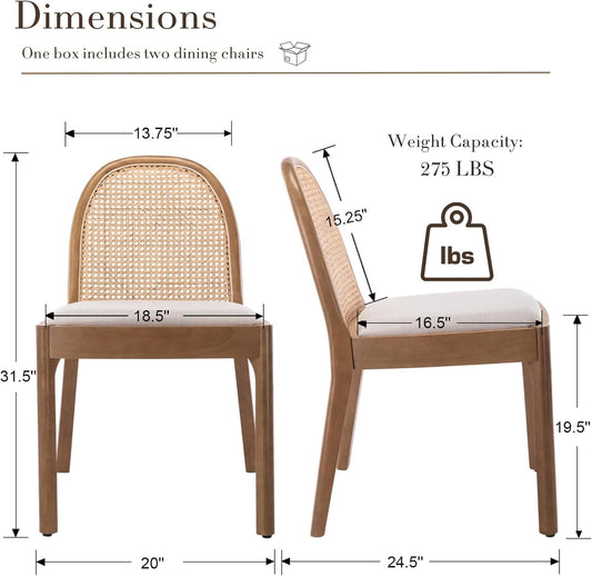 Beige Rattan Dining Chairs Featuring Contemporary Wood
