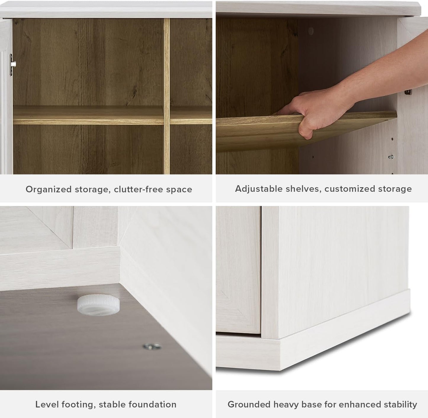 Two Tone Oakwood Acrylic Modular Buffet Cabinet Unit