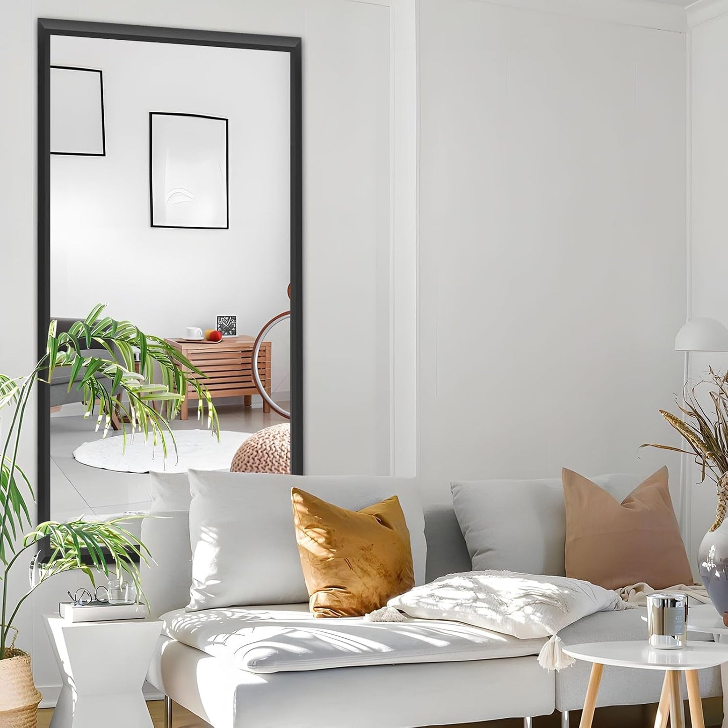 Black Bathroom Mirror 48x32 Wall Mounted Large Vanity