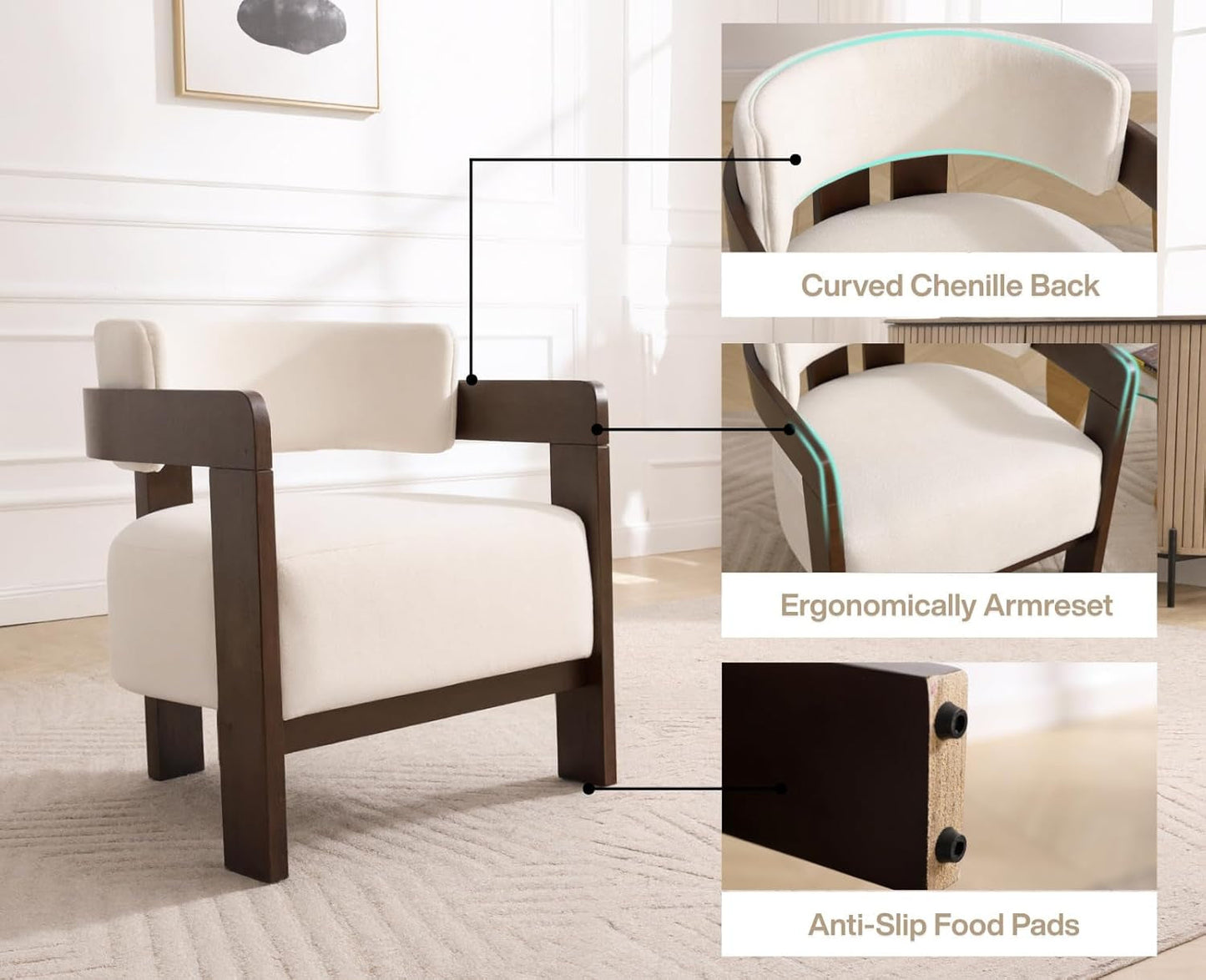 Barrel Accent Chairs White Upholstered Pair Lounge