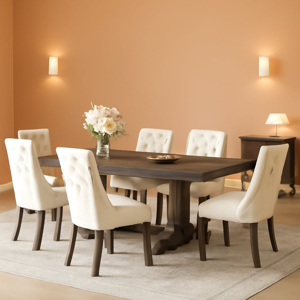 Beige Tufted Contemporary Dining Chairs Collection