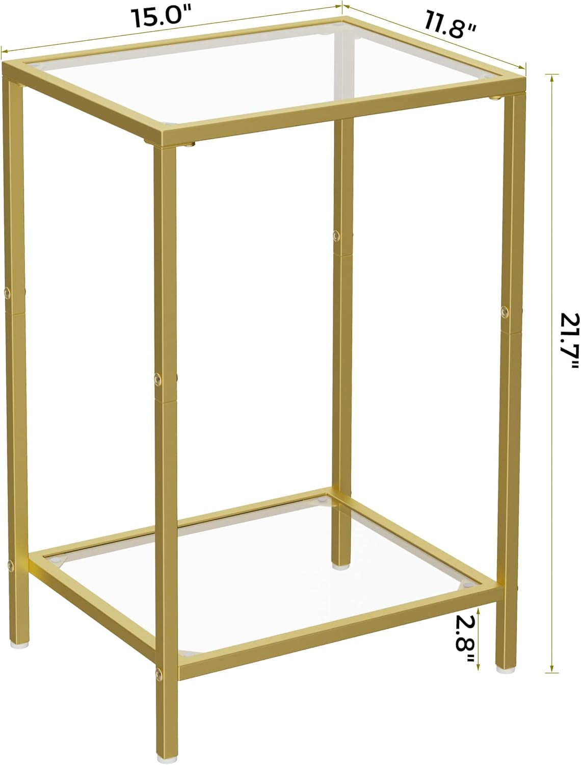 Interlocking Braced Gold Tempered Glass End Tables