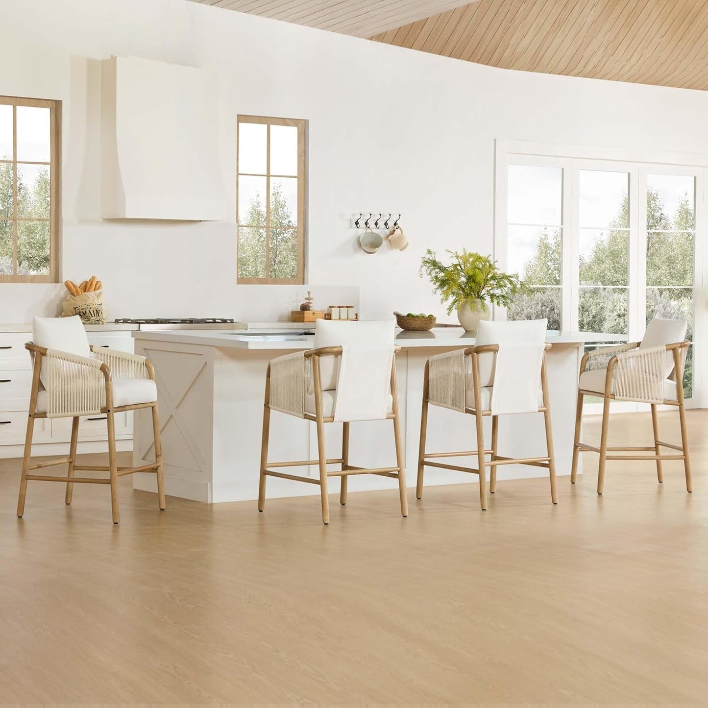 Cream 27 Inch Counter Height Bar Stools Set Of 2 For Kitchen Island