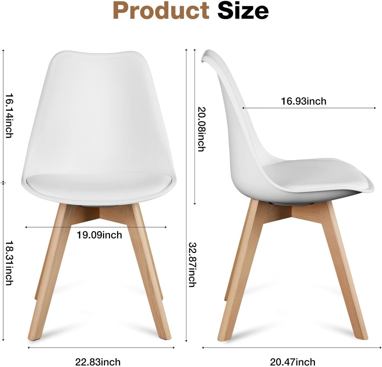 SetOfFour White Contemporary PU Leather Dining Chairs
