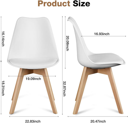 SetOfFour White Contemporary PU Leather Dining Chairs