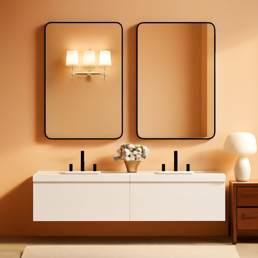 24x36 Matte Black Rectangular Mirrors Bathroom Vanity