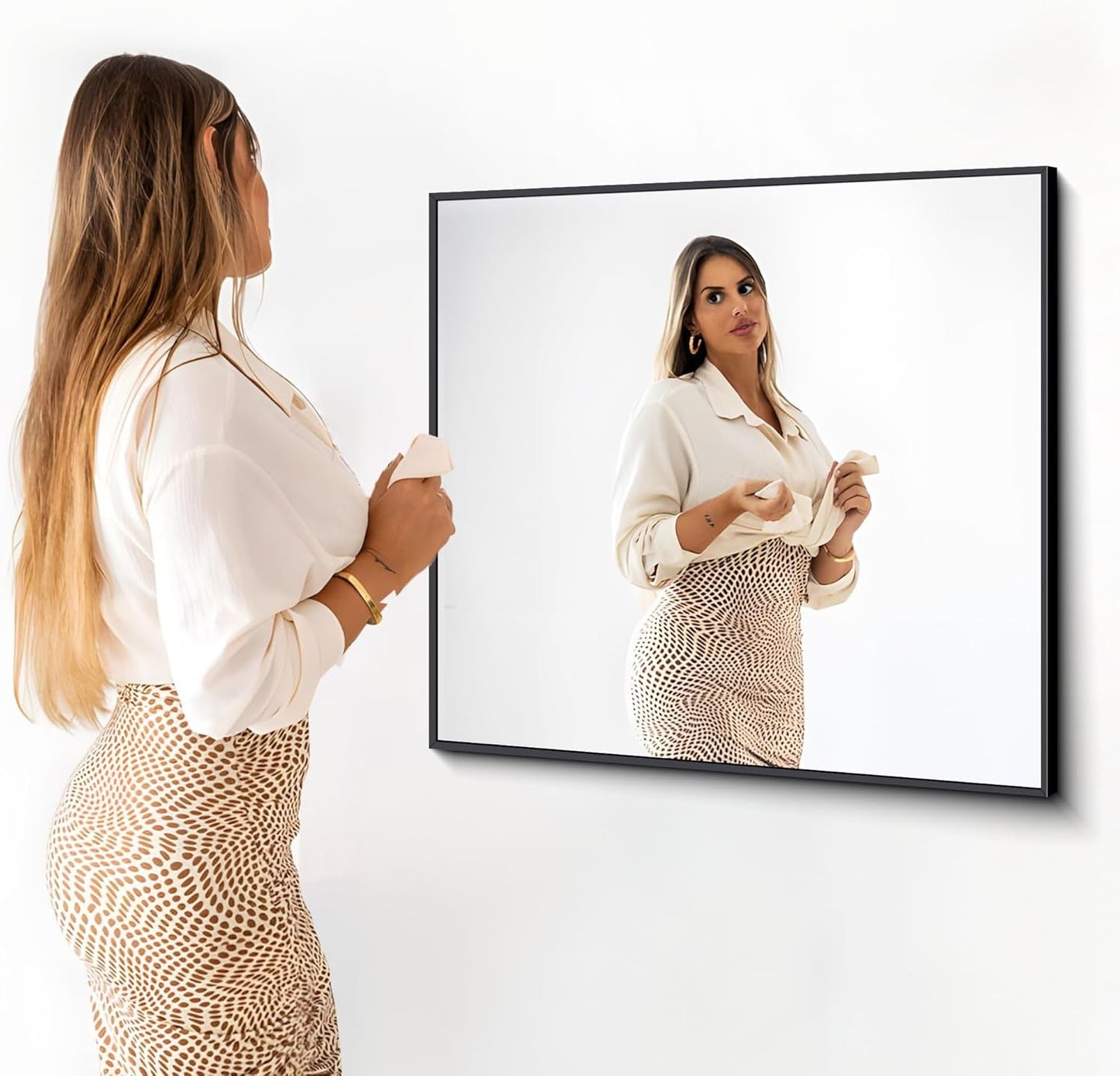 Black 36x40 Inches Rectangular Bathroom Vanity Mirror