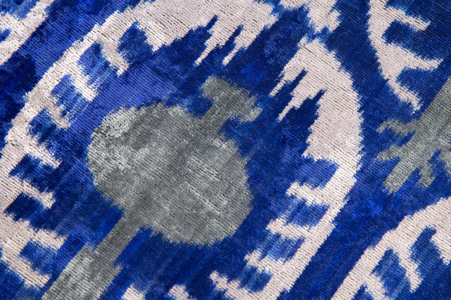 Canvello Handmade Velvet Ikat Pillow – 16x24 Luxury Decorative Throw Cushion for Home Decor – Feather Down Insert, Vegetable-Dyed, Elegant Blue and White Accent for Sofa, Couch & Furniture