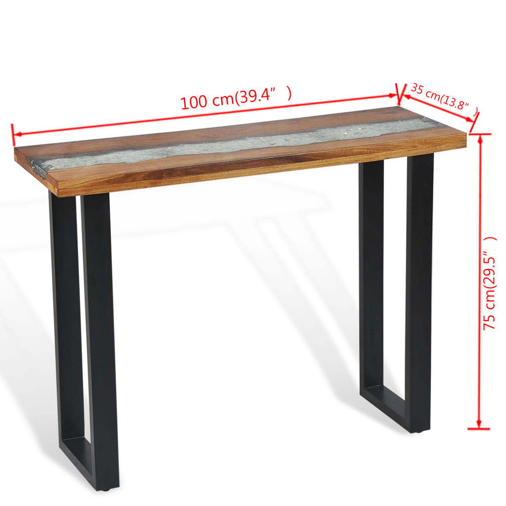 vidaXL Console Table Teak 39.4"x13.8"x29.5"