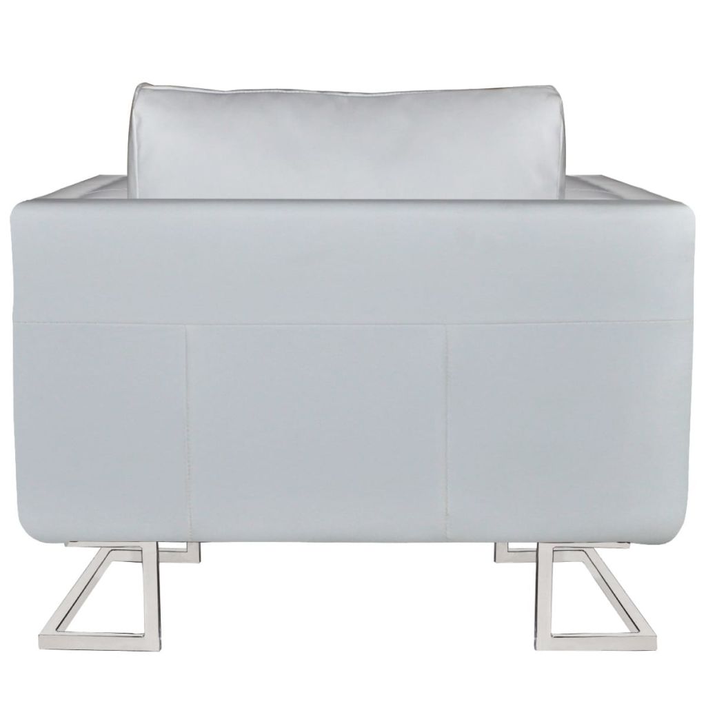vidaXL Cube Armchair White Leather