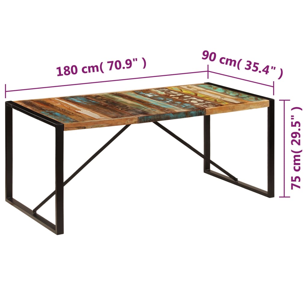 vidaXL Dining Table 70.9"x35.4"x29.5" Solid Reclaimed Wood