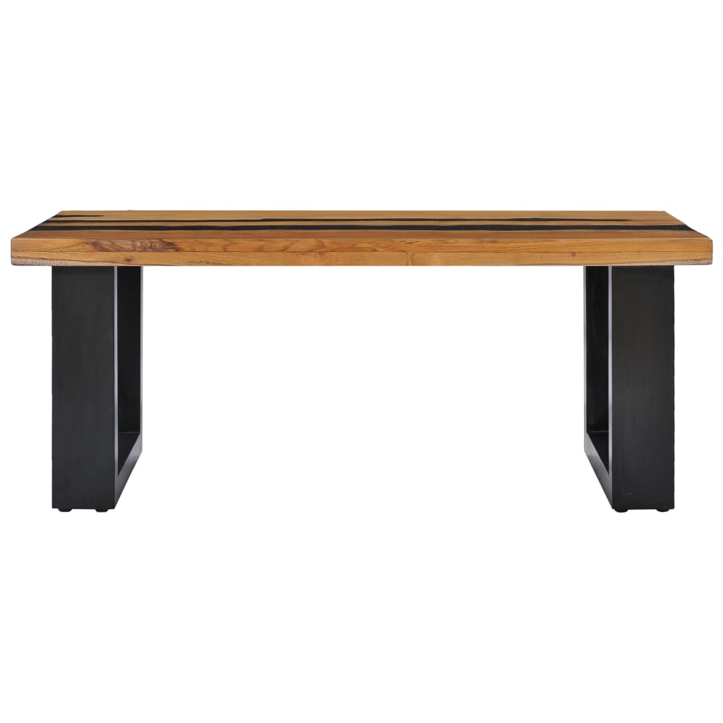 vidaXL Coffee Table 39.3"x19.6"x15.7" Solid Teak Wood and Lava Stone