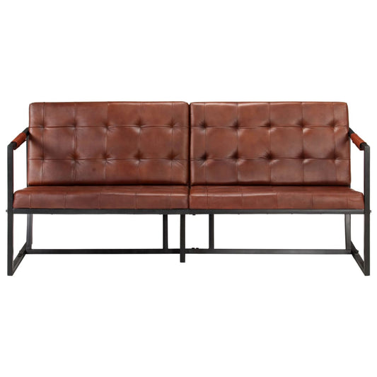 vidaXL 3-Seater Sofa Brown Real Goat Leather