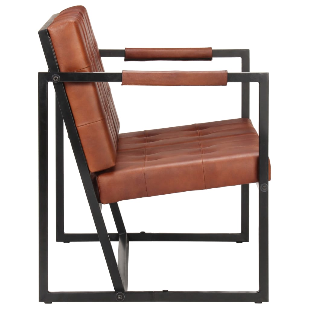 vidaXL 3-Seater Sofa Brown Real Goat Leather