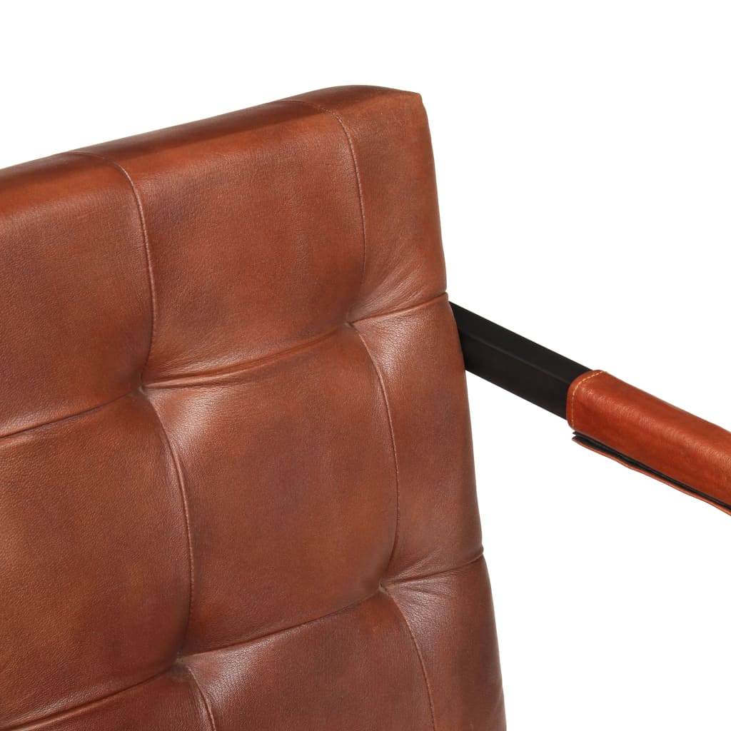 vidaXL 3-Seater Sofa Brown Real Goat Leather