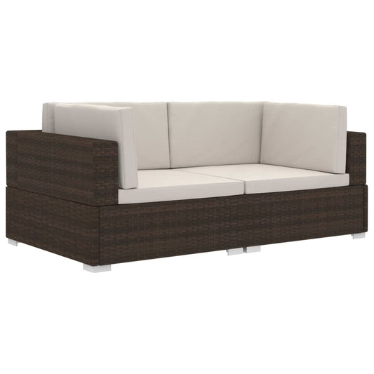 vidaXL 2 Seater Sofa Couch with Cushions Patio Wicker Love Seat PE Rattan