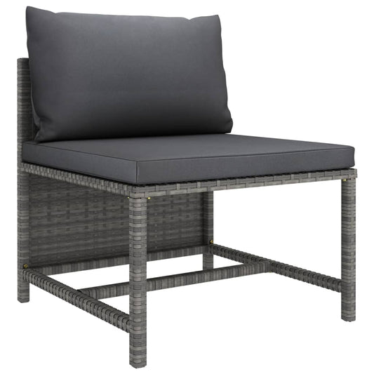 vidaXL 4-Seater Patio Sofa with Cushions Gray Poly Rattan