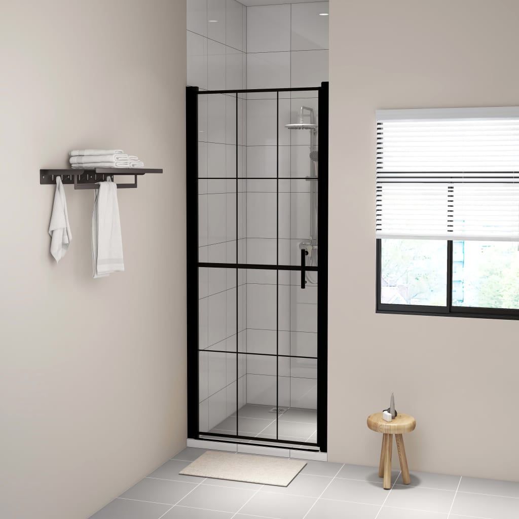 vidaXL Shower Door Shower Enclosure Screen for Bathroom Tempered Glass Black