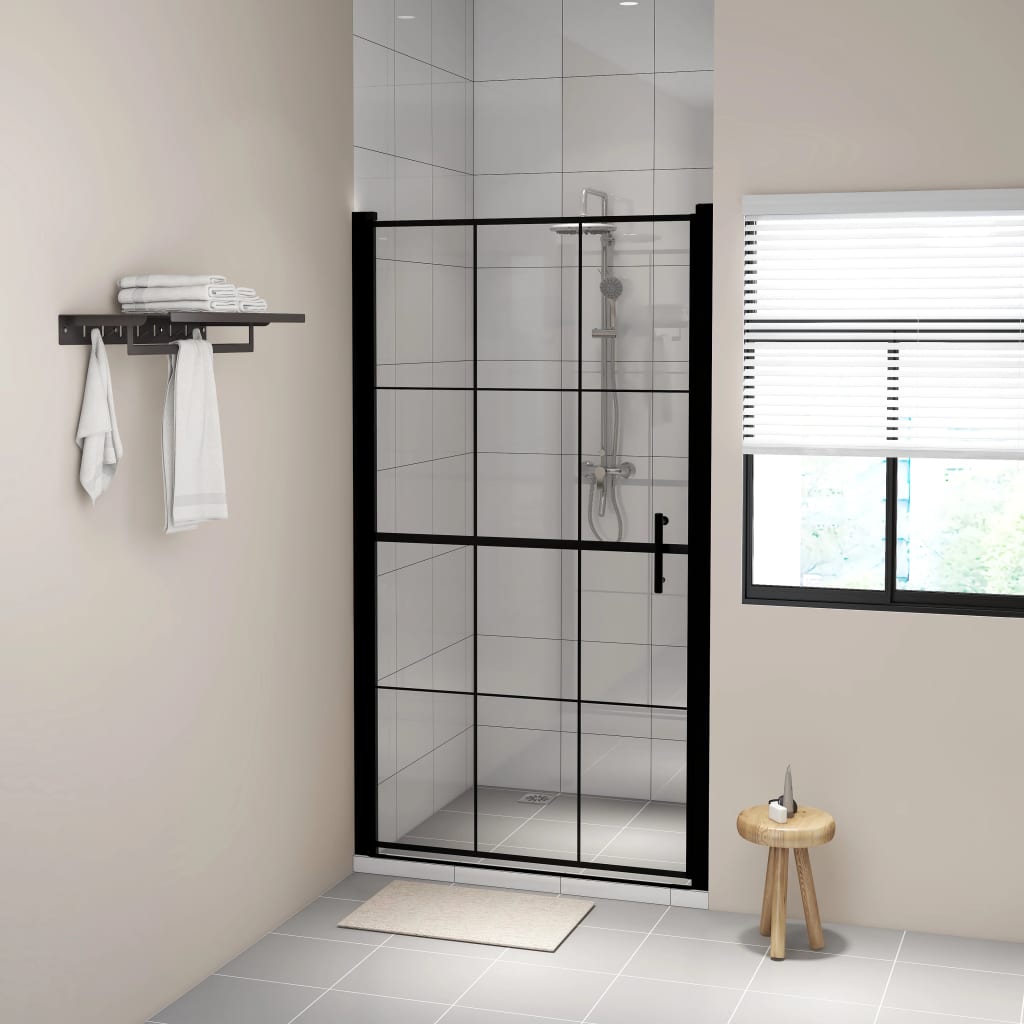 vidaXL Shower Door Shower Enclosure Screen for Bathroom Tempered Glass Black