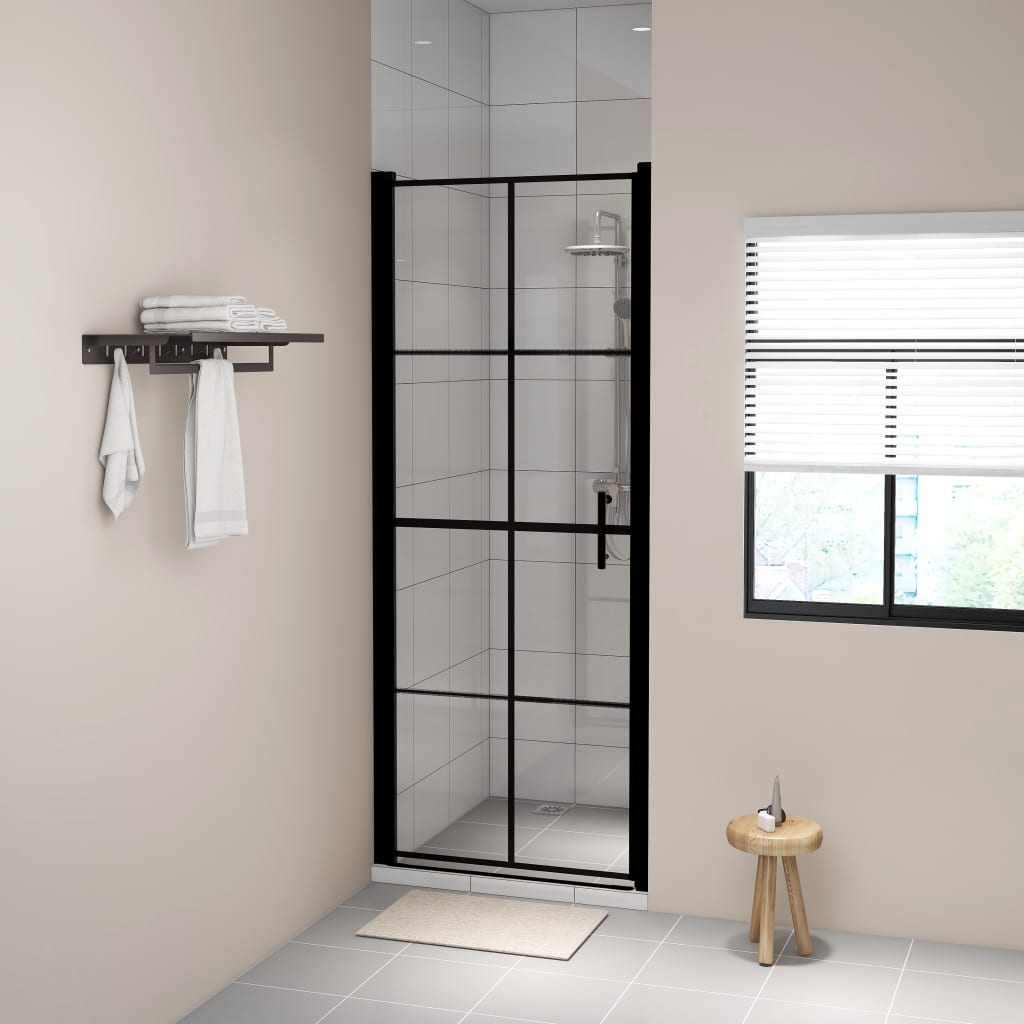 vidaXL Shower Door Shower Enclosure Screen for Bathroom Tempered Glass Black