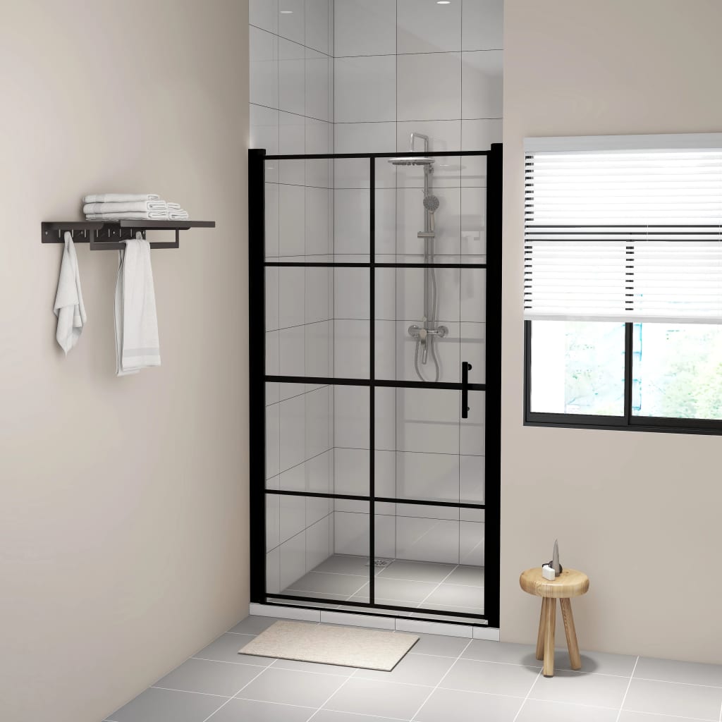 vidaXL Shower Door Shower Enclosure Screen for Bathroom Tempered Glass Black
