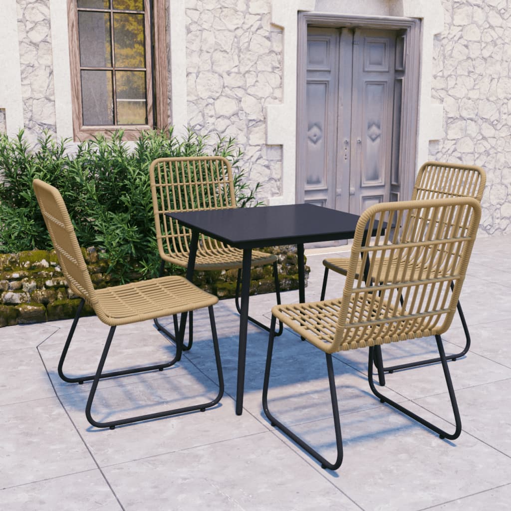 vidaXL Patio Dining Set Seat Black/Oak and Black 3/5/7/9 Piece Multi Sizes
