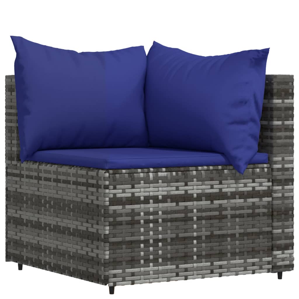 vidaXL 4 Piece Patio Lounge Set with Cushions Gray Poly Rattan