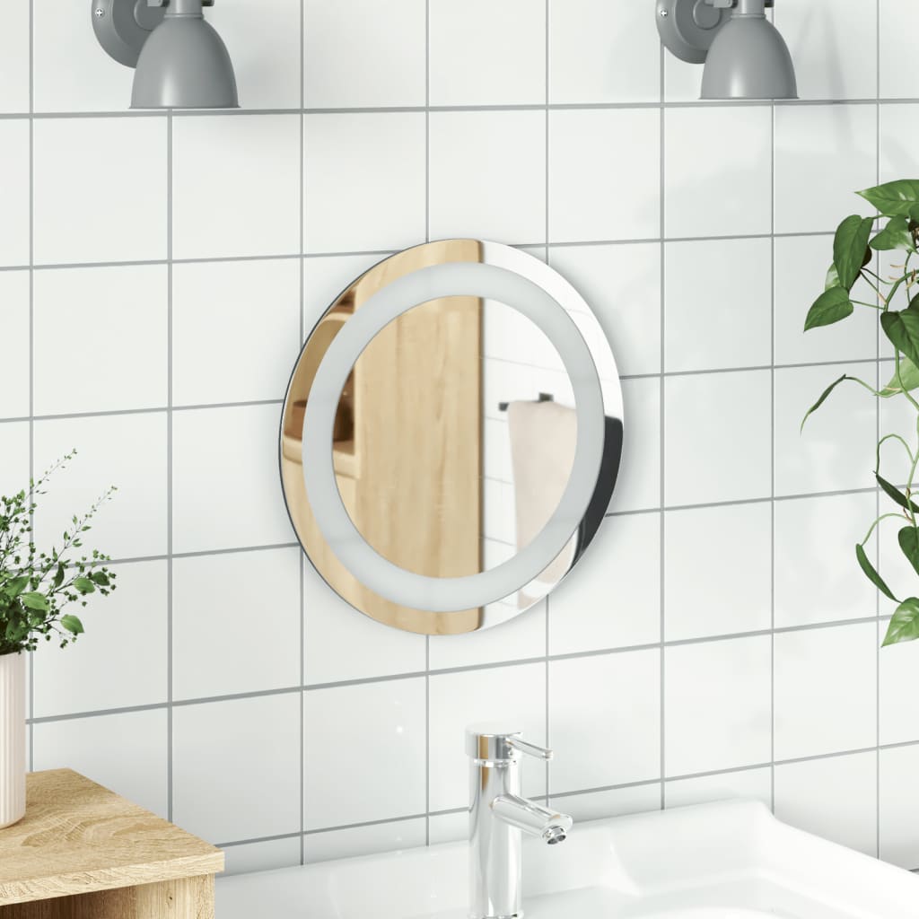 vidaXL LED Bathroom Mirror Wall Mounted Vanity Mirror for Home Bathroom Round