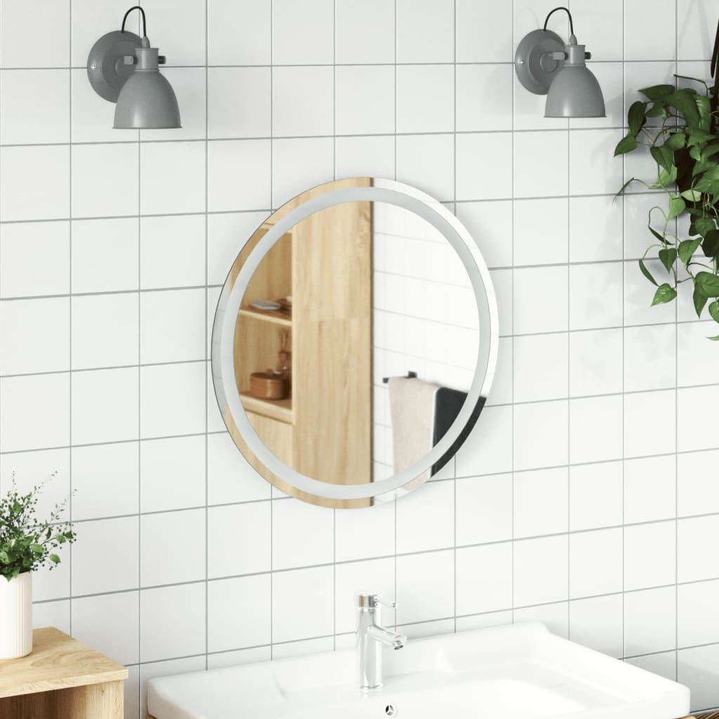 vidaXL LED Bathroom Mirror Wall Mounted Vanity Mirror for Home Bathroom Round