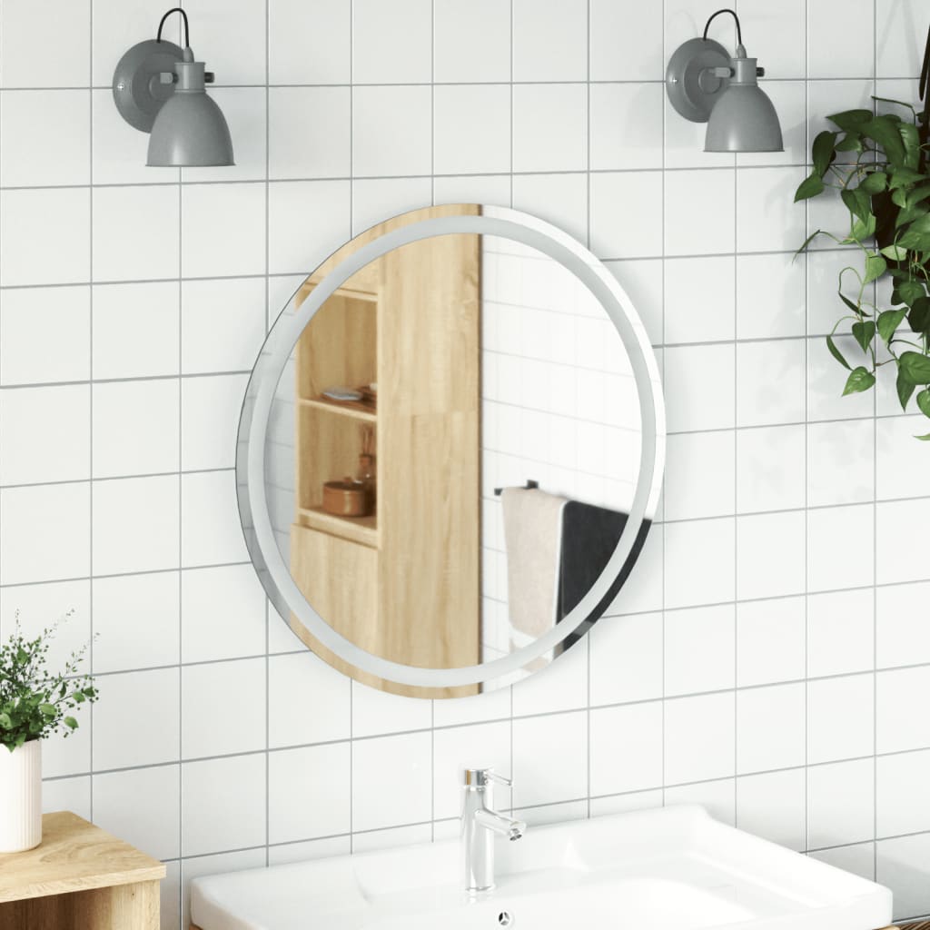 vidaXL LED Bathroom Mirror Wall Mounted Vanity Mirror for Home Bathroom Round