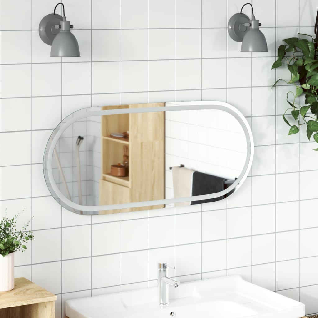vidaXL LED Bathroom Mirror Wall Mounted Makeup Vanity Mirror for Bathroom Oval