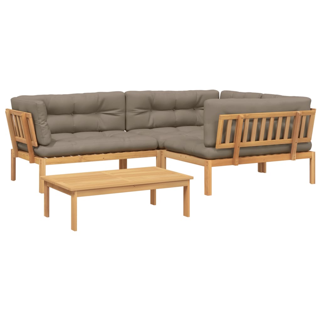 vidaXL 4 Piece Patio Pallet Sofa Set with Cushions Solid Wood Acacia