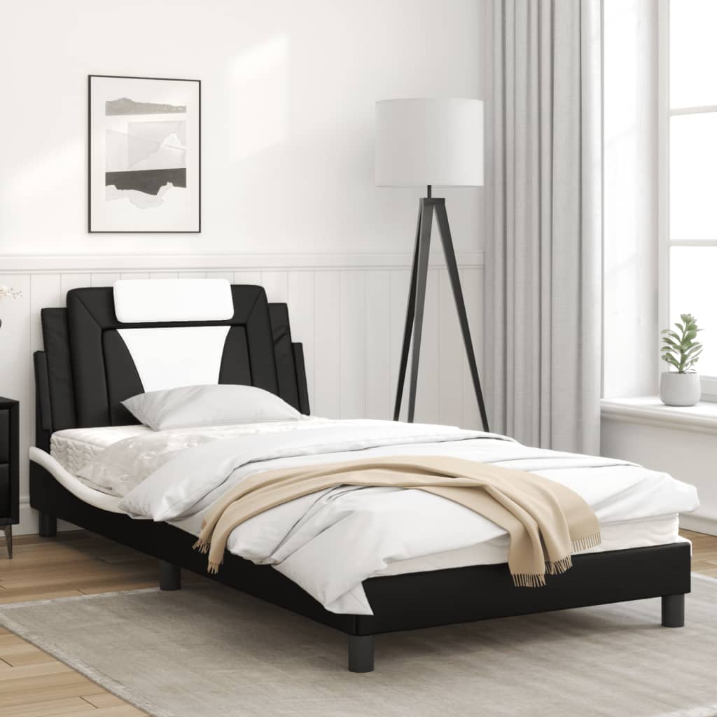 vidaXL Bed Frame with Headboard Curved Base Bedroom Furniture Faux Leather