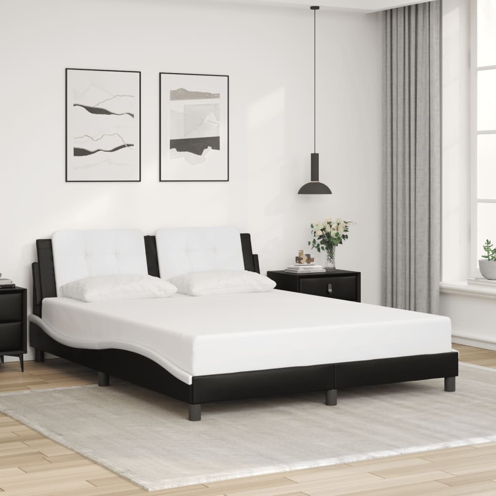 vidaXL Bed Frame with Headboard Base Mattress Foundation Furniture Faux Leather