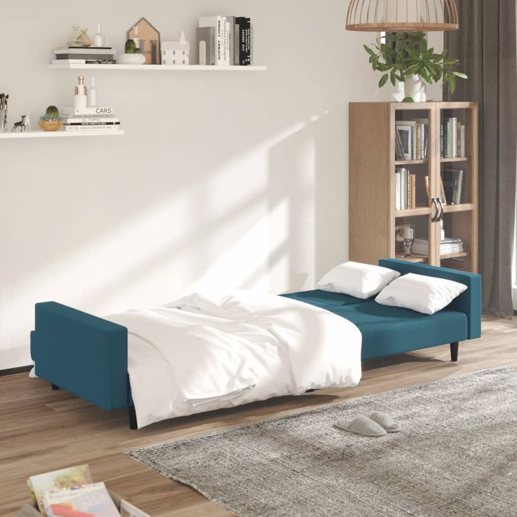 vidaXL 2-Seater Sofa Bed Blue Velvet