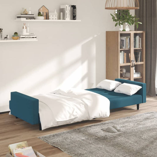 vidaXL 2-Seater Sofa Bed Blue Velvet