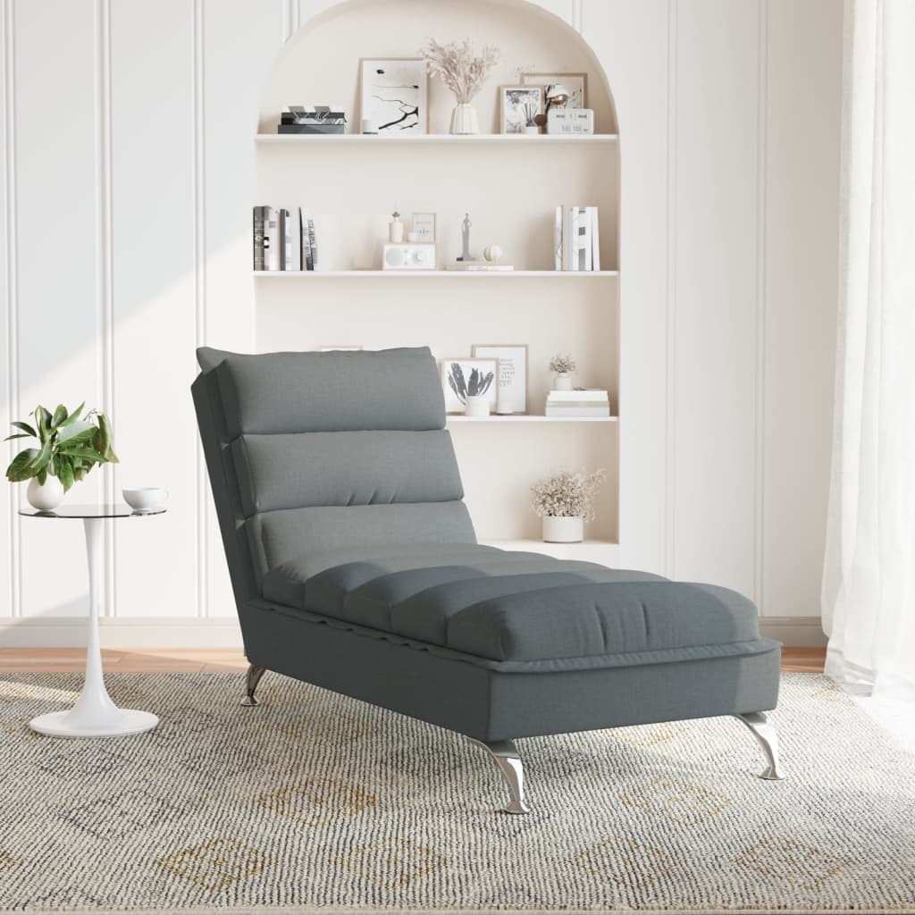 vidaXL Chaise Lounge with Cushions Dark Gray Fabric
