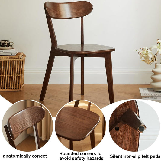 PremiumGrade Solid Oak Dining Chair Walnut Backrest