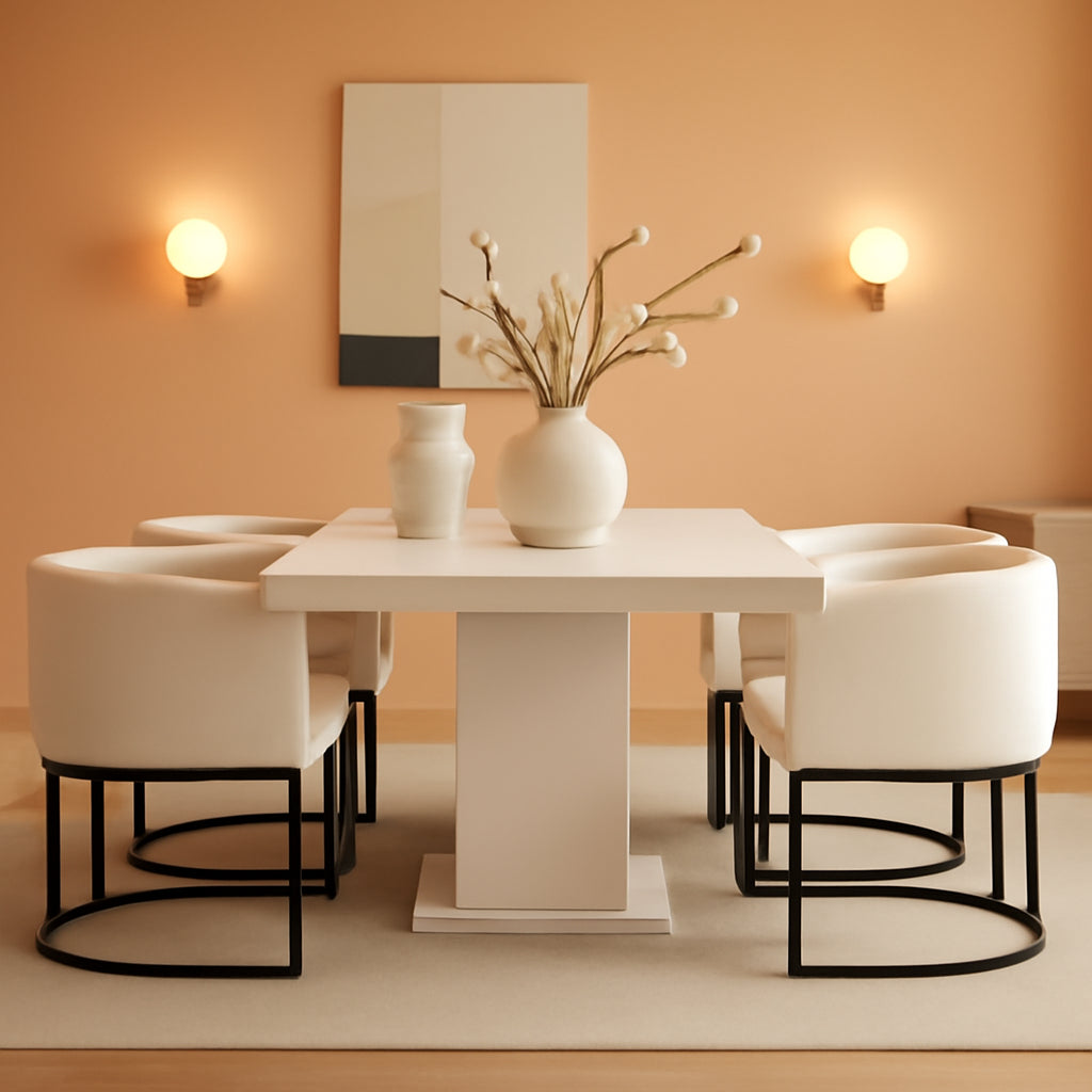 Cream Upholstered Barrel Dining Chairs 18.5-Inch Wide