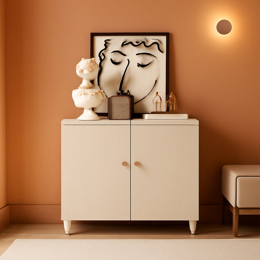 Beige Buffet Sideboard With Internal Storage Compartments