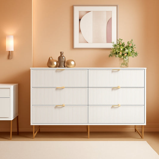 White Dresser 47 Inch Wide Modern Storage With Drawers