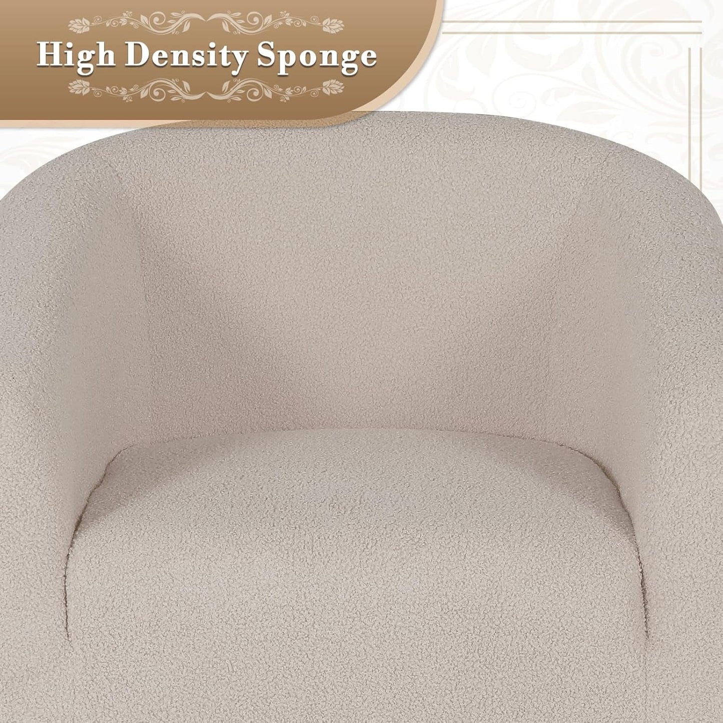 Grey Furry Barrel Accent Chair Velvet Textured Upholstered